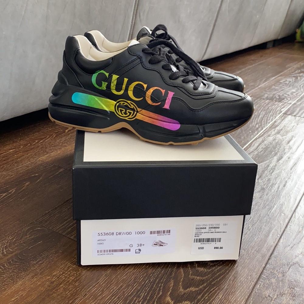 Gucci Women's Rhyton Logo-print Leather Sneakers